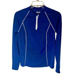 Lands End Women's Long Sleeve Half-zip Rash Guard Navy/White